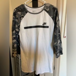 Nike 3/4 sleeve camouflage t shirt